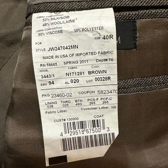 Nordstrom Brown/Gray Silk/Wool Jacket Lightweight - Picture 4 of 7